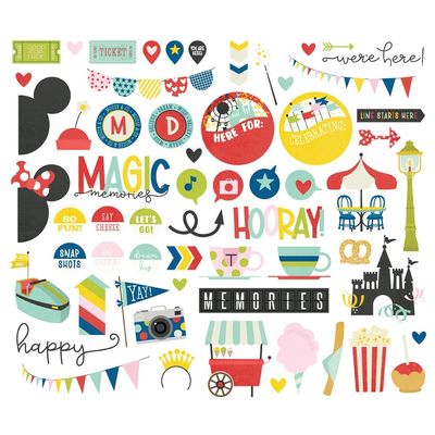 Simple Stories - Say Cheese Classic Mouse - Magic Collection - Die Cuts - Bits &amp; Pieces - 22418 - 62 pcs