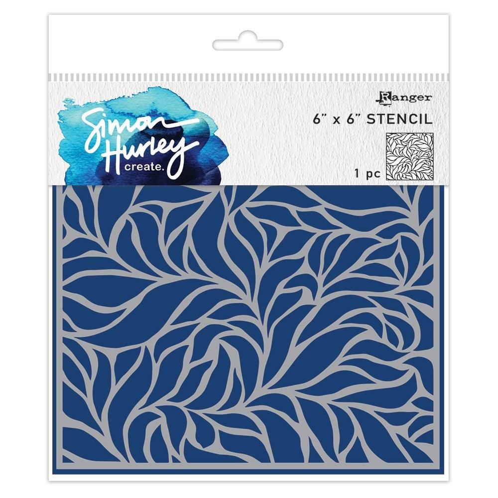 Simon Hurley - &amp; Ranger - Stencil - 6&quot; x 6&quot; - lush leaves - HUS91738