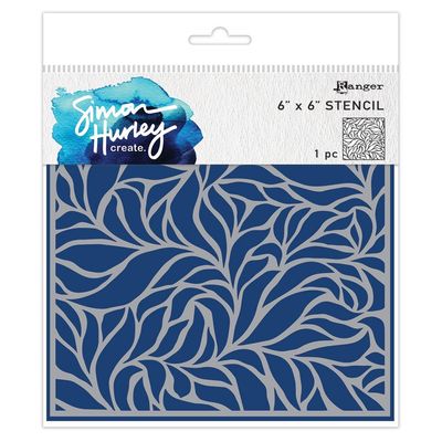 Simon Hurley &amp; Ranger - Stencil - 6&quot; x 6&quot; - Lush leaves - HUS91738