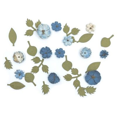 49 &amp; Market - Mulberry Paper Flowers - Rustic Blooms - Blue Jay - RB34918 -28 pcs