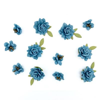 49 &amp; Market - Mulberry Paper Flowers - Florets - Slate - FF40421 - 12 pcs