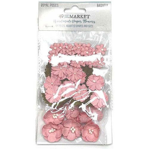 49 &amp; Market - Mulberry Paper Flowers - Royal Posies - Bashful - RP35380 - 49 pcs