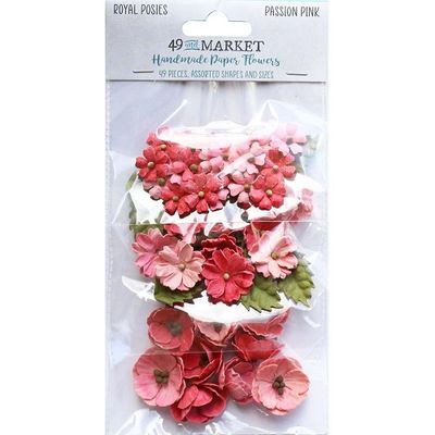 49 &amp; Market - Mulberry Paper Flowers - Royal Posies - Passion Pink - RP34116 - 49 pcs