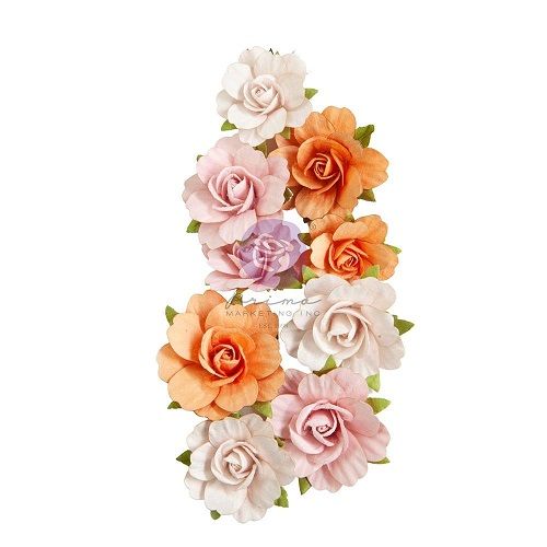 Prima Marketing - Mulberry Paper Flowers - Luna Collection - Luna - 661892 - 9 pcs