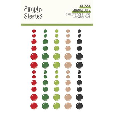 Simple Stories - Simple Vintage Believe Collection - Enamel Dots - Glossy - 25535 - 60 pcs
