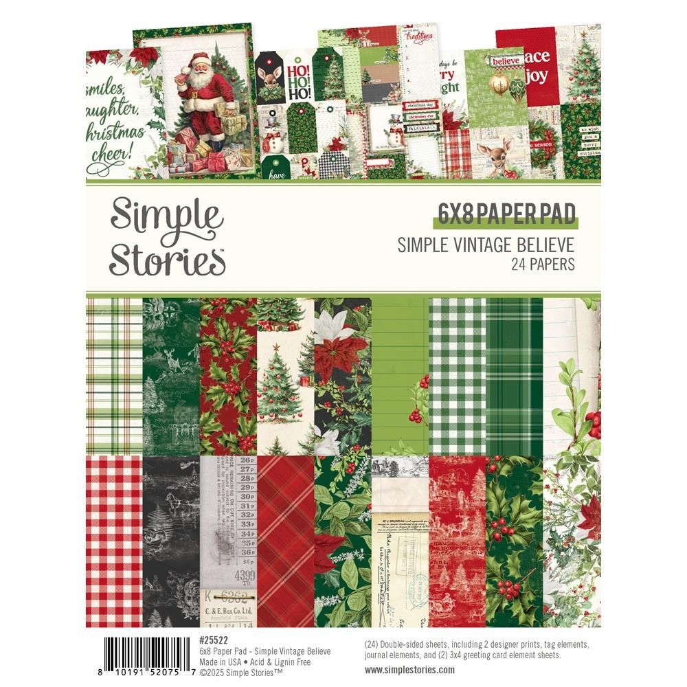Simple Stories - Simple Vintage Believe Collection - 6&quot; x 8&quot; - Paper Pad - 25522 - 24 pcs