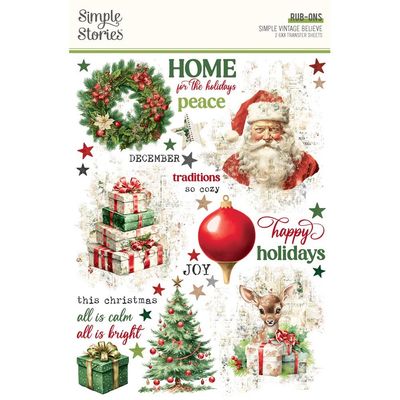 Simple Stories - Simple Vintage Believe Collection - Rub On Transfers - 25530 - 6&quot; x 8&quot; - 2 pages