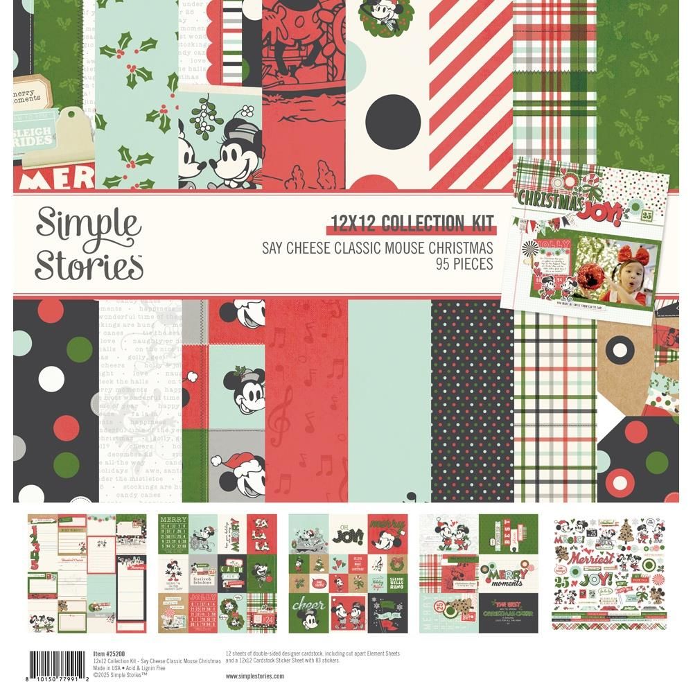 Simple Stories - Say Cheese Classic Mouse Collection - Christmas - 12&quot; x 12&quot; - Paper Pack - 25200 - 12 sheets