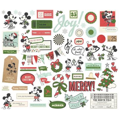 Simple Stories - Say Cheese Classic Mouse Collection - Christmas - Bits &amp; Pieces - Die Cuts - Elements - 25209 - 57 pcs