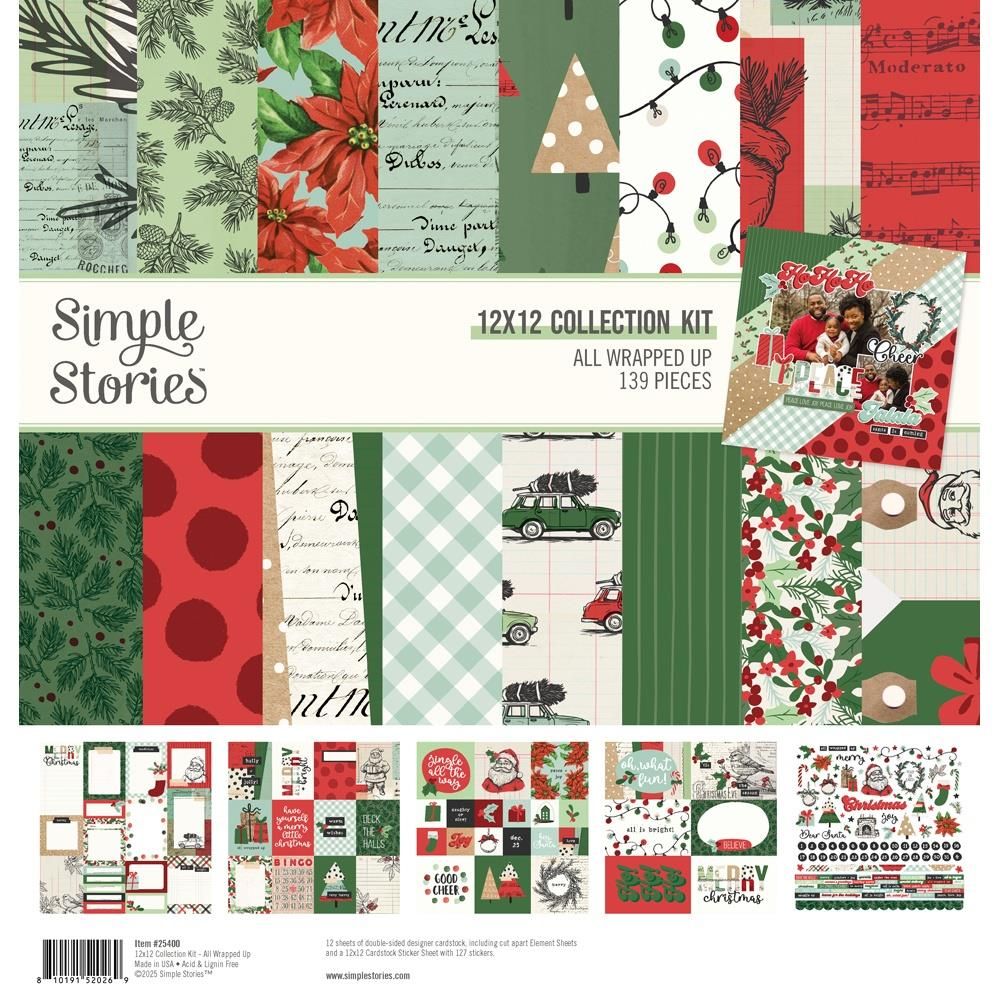Simple Stories - All Wrapped Up Collection -  12&quot; x 12&quot; - Paper Pack - 25400 - 12 sheets