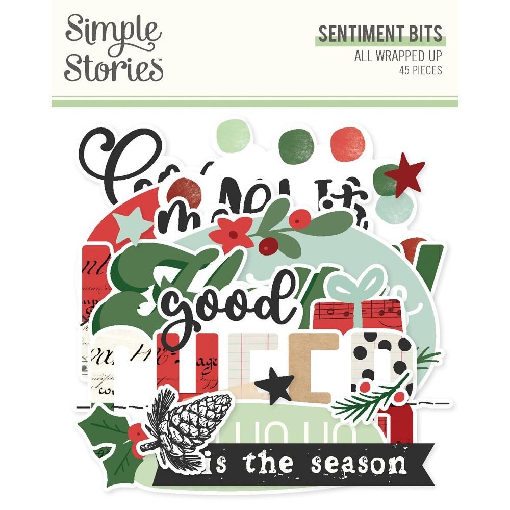 Simple Stories - All Wrapped Up Collection - Bits &amp; Pieces - Sentiments - 25420 - 45 Pcs