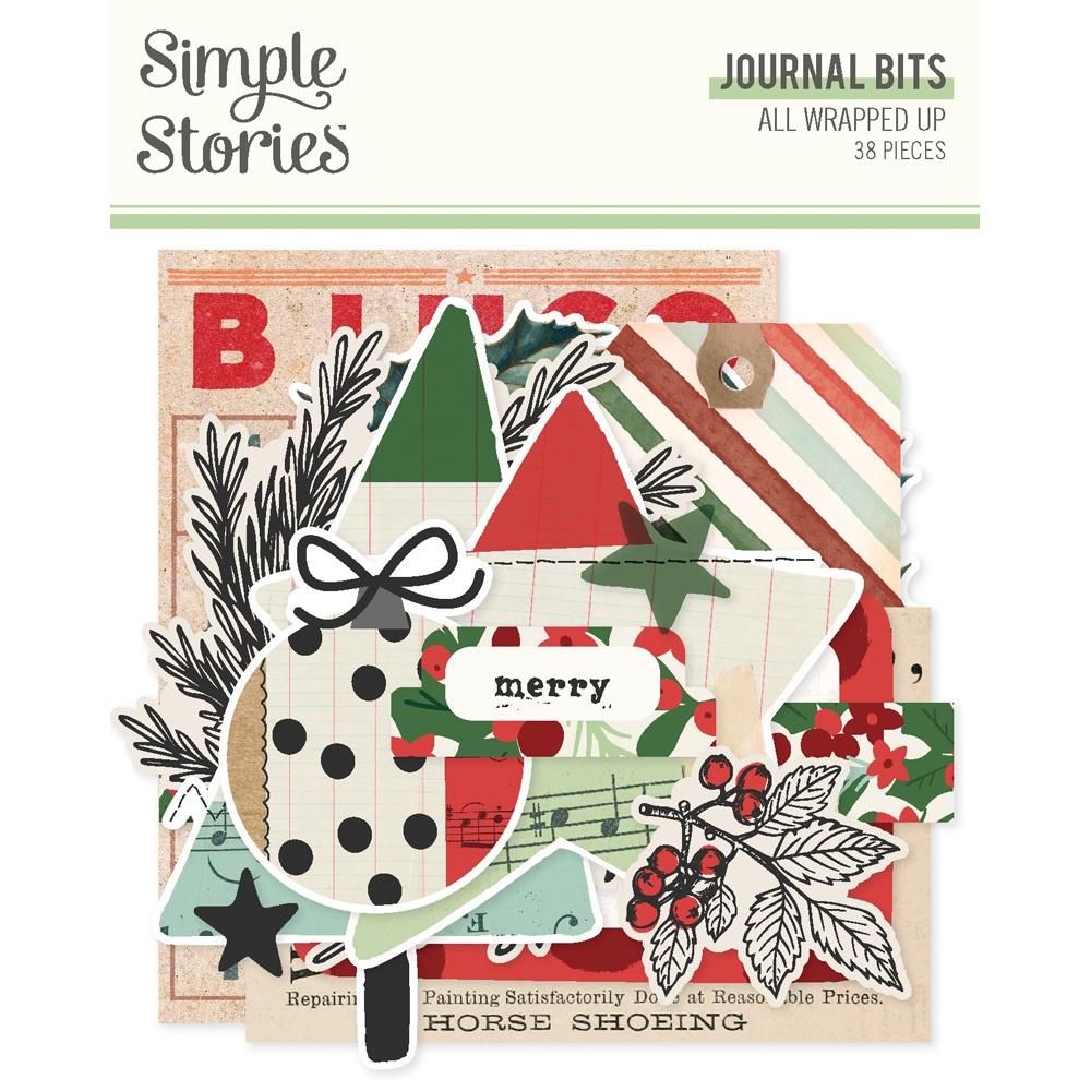 Simple Stories - All Wrapped Up Collection - Bits &amp; Pieces - Journal - 25419 - 38 Pcs