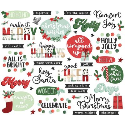 Simple Stories - All Wrapped Up Collection - Bits &amp; Pieces - Sentiments - 25420 - 45 Pcs
