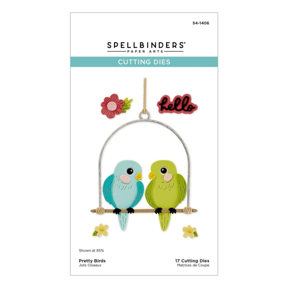 Spellbinders Paper Arts - Etched Die - Cheerful Chirps Collection - Pretty Birds - S4-1406 -17 pcs