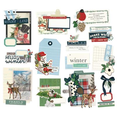 Simple Stories - Simple Vintage Flannel Season Collection - Bits &amp; Pieces - Ephemera - 25321- 13 Pcs