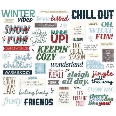 Simple Stories - Simple Vintage Flannel Season Collection - Bits &amp; Pieces - Sentiments - 25320 - 49 Pcs