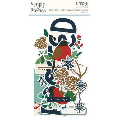 Simple Stories - Simple Vintage Flannel Season Collection - Page Pieces - 25326- 15 Pcs