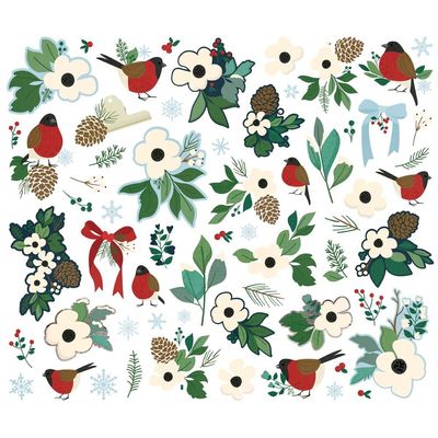 Simple Stories -  Simple Vintage Flannel Collection - Bits &amp; Pieces - Floral - 25319 - 61 Pcs