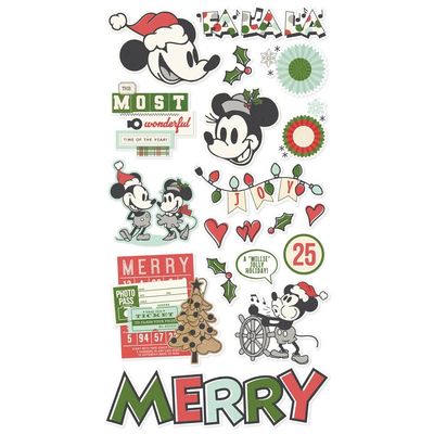 Simple Stories - Say Cheese Classic Mouse Collection - Christmas - 6" x 12" - Chipboard Stickers - 25208 - 19 pcs