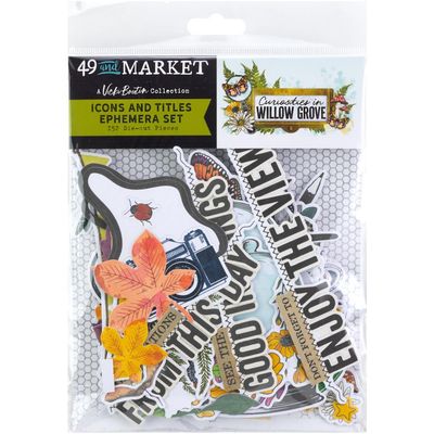 49 &amp; Market - Curiosities In Willow Grove Collection - Die Cuts -  Ephemera Set - Icons - VBWG33670- 152 pcs