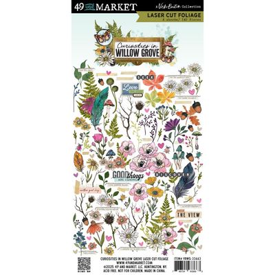 49 &amp; Market - Curiosities In Willow Grove Collection - Laser Die Cuts - Foliage - 6&quot; x 12&quot; - VBWG33663 - 4 Sheets - 142 pcs