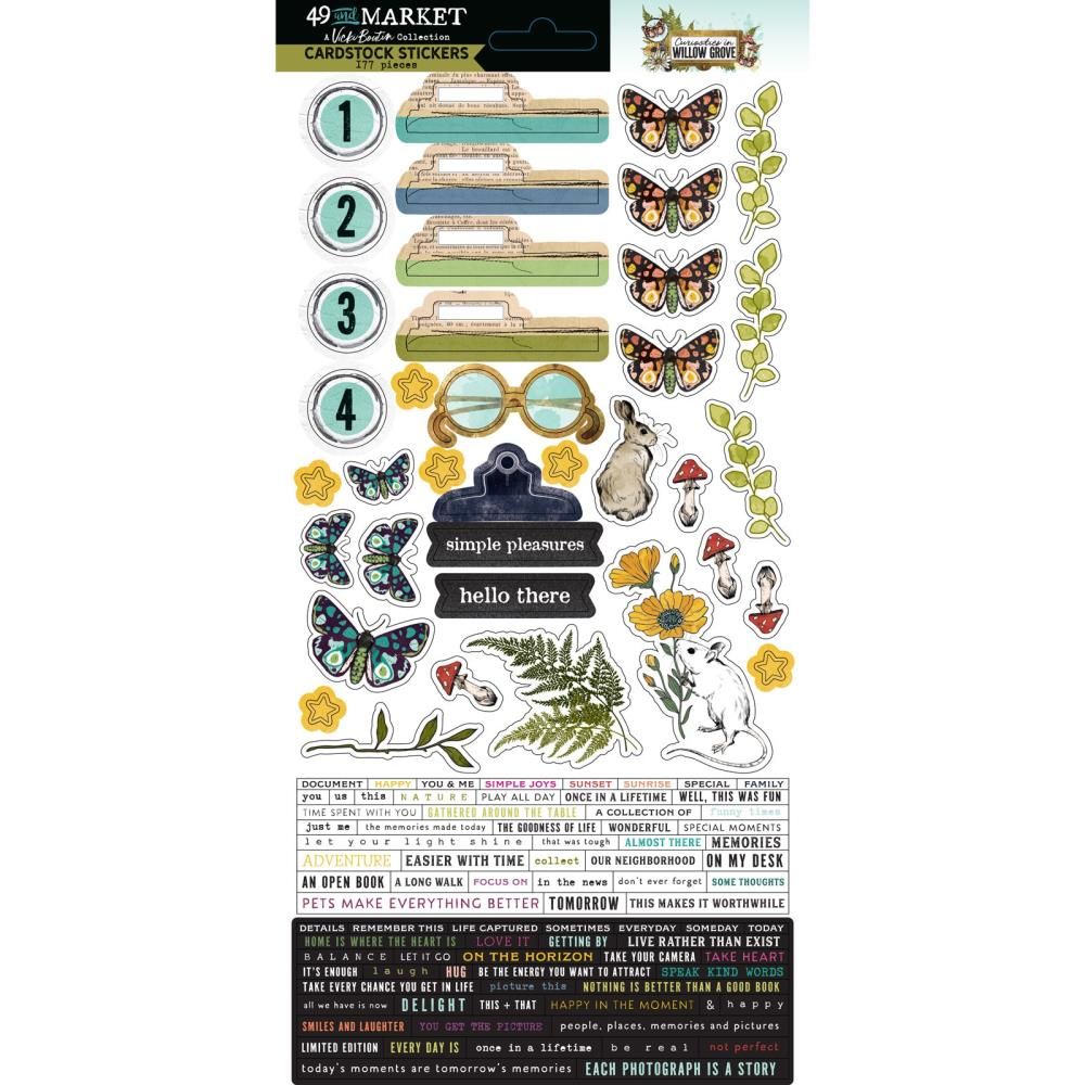 49 &amp; Market - Curiosities In Willow Grove Collection - Memory Stickers - Self Adhesive - 12&quot; x 6&quot; - VBWG33700 - 177 pcs