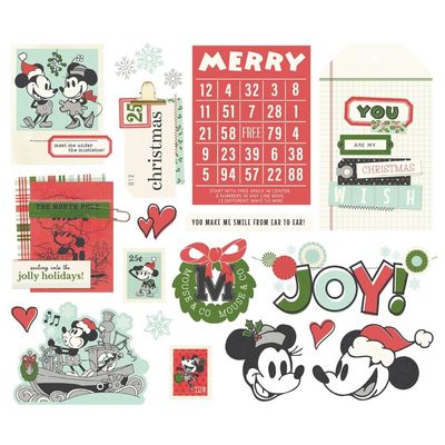Simple Stories - Say Cheese Classic Mouse Collection - Christmas -  Bits &amp; Pieces - Die Cuts - Big Bits - 25210 - 19 Pcs