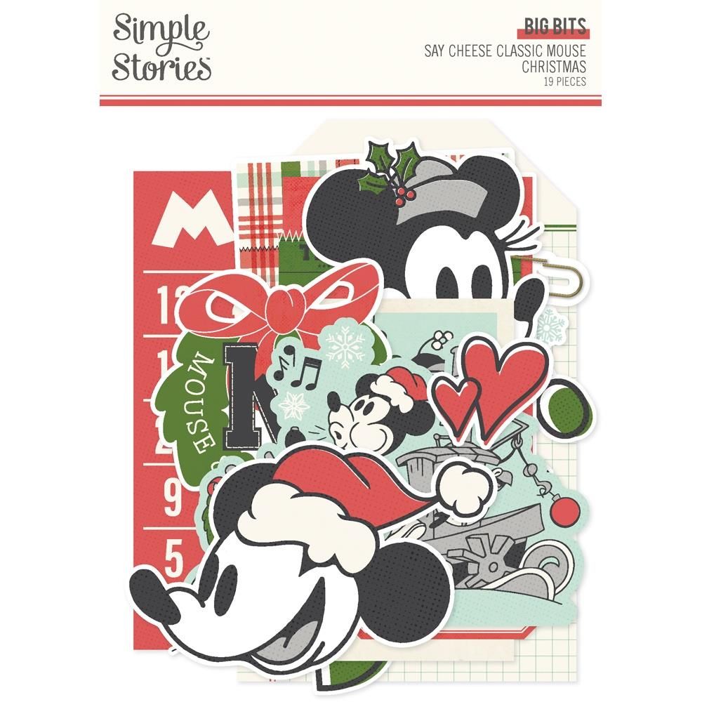 Simple Stories -Say Cheese Classic Mouse Collection - Christmas -  Bits &amp; Pieces - Big Bits - 25210 - 19 Pcs