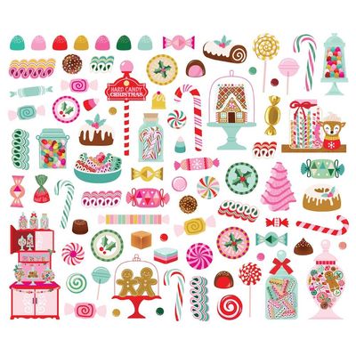 Simple Stories -  Hard Candy Christmas Collection - Bits &amp; Pieces - Sweets - 25620 - 84 Pcs