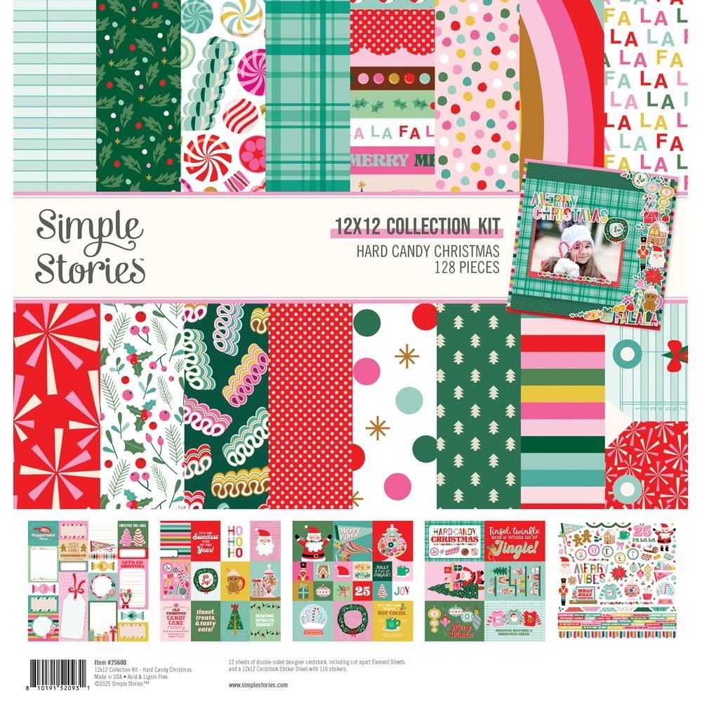 Simple Stories - Hard Candy Christmas Collection -  12&quot; x 12&quot; - Paper Pack - 25600 - 12 sheets
