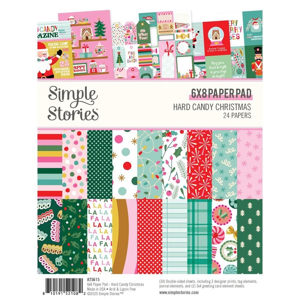 Simple Stories - Hard Candy Christmas Collection - 6&quot; x 8&quot; - Paper Pad - 25615 - 24 pcs
