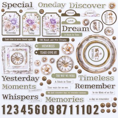 49 &amp; Market - Echoes of Time Collection - Chipboard Bits - JET33434 - 81 pcs