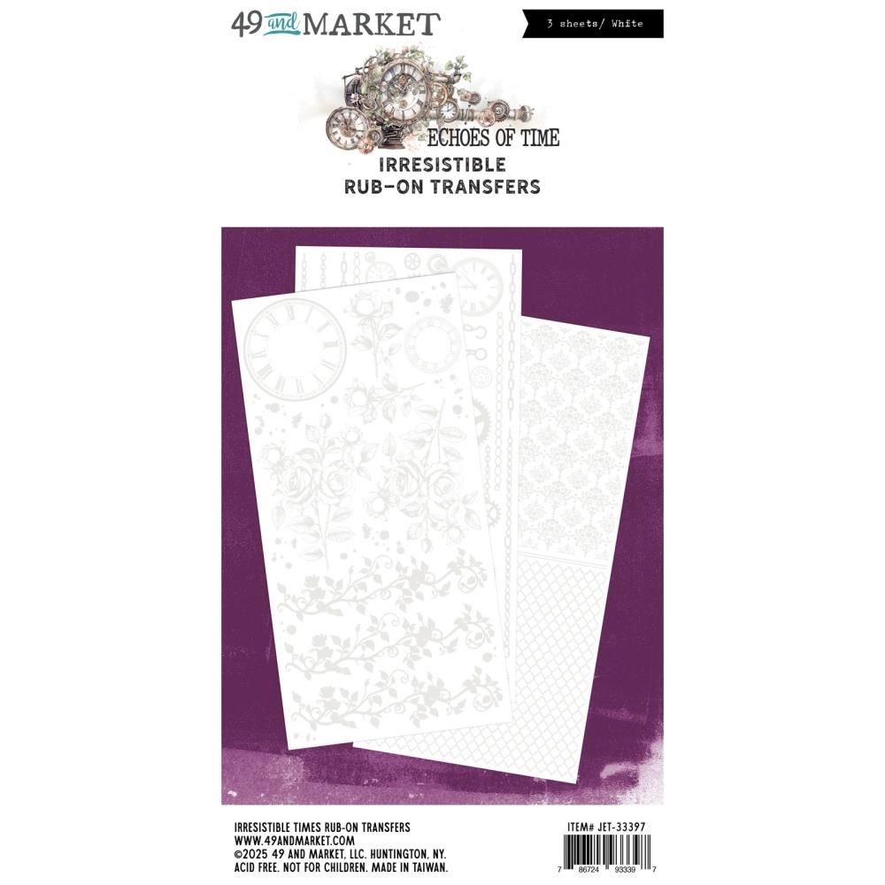 49 &amp; Market - Echoes In Time Collection - Rub On Transfer - 6&quot; x 12&quot; - Irresistible Times - JET33397 - 3 sheets