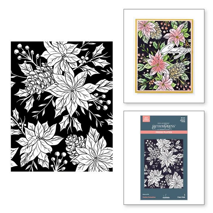 Spellbinders Paper Arts - Betterpress - Press Plate - Festive Poinsettias - BP-226