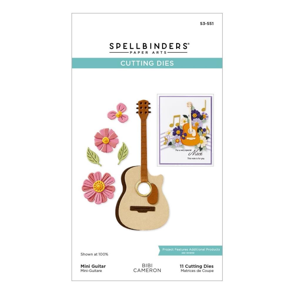 Spellbinders Paper Arts - Bibi&#39;s Musical Notes Collection - Mini Guitar - S3-551 - 11 pcs
