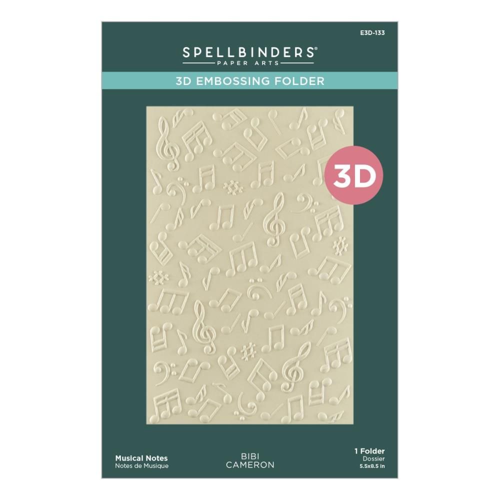 Spellbinders Paper Arts - Bibi&#39;s Musical Notes Collection - 3D Embossing Folder - Musical Notes - E3D-133