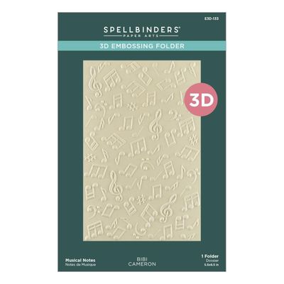 Spellbinders Paper Arts - Bibi&#39;s Musical Notes Collection - 3D Embossing Folder - Musical Notes - E3D-133