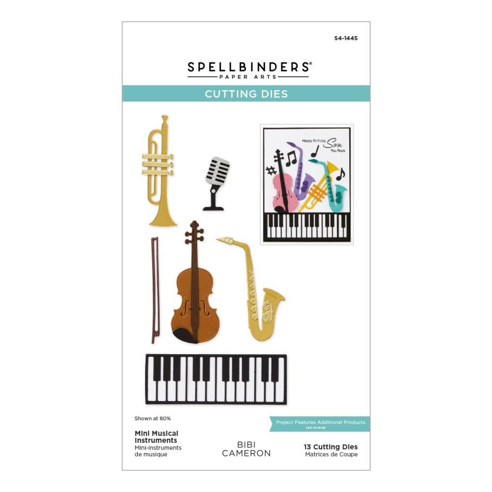 Spellbinders Paper Arts - Bibi&#39;s Musical Notes Collection - Mini Musical Instruments - S4-1445 - 13 pcs