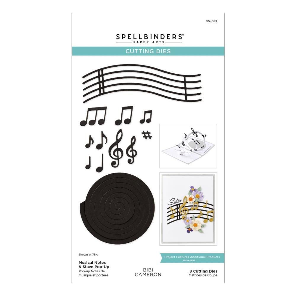 Spellbinders Paper Arts - Bibi&#39;s Musical Notes Collection - Mini Notes &amp; Stave Pop Up - S5-687 - 8 pcs