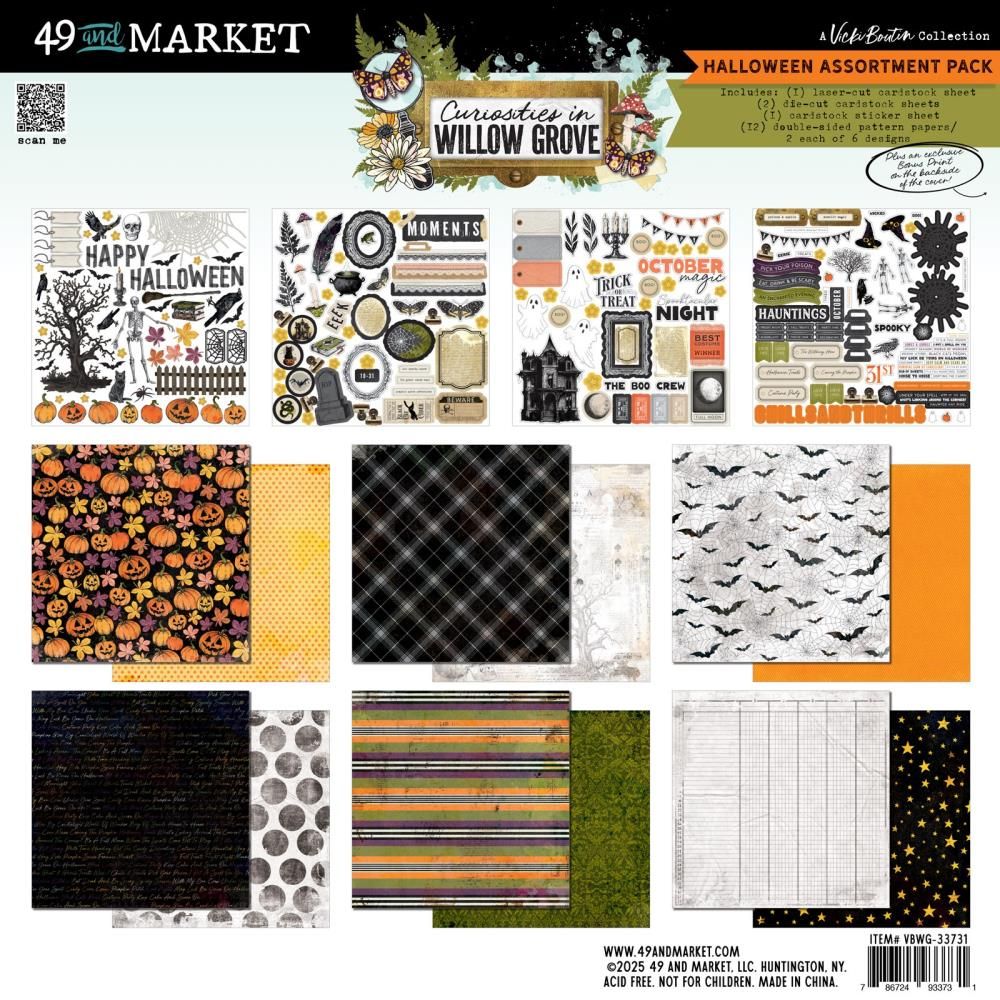 49 &amp; Market - Curiosities In Willow Grove Collection - 12&quot; x 12&quot; Halloween Paper Pack-  VBWG33731 - 16 Sheets