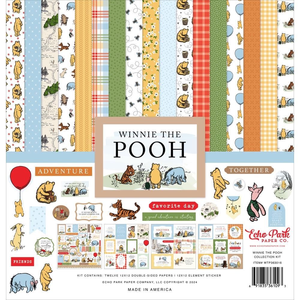 Echo Park Paper Co - Winnie The Pooh Collection - 12 x 12 Paper Pack - 363016 - 12 Sheets plus sticker sheet
