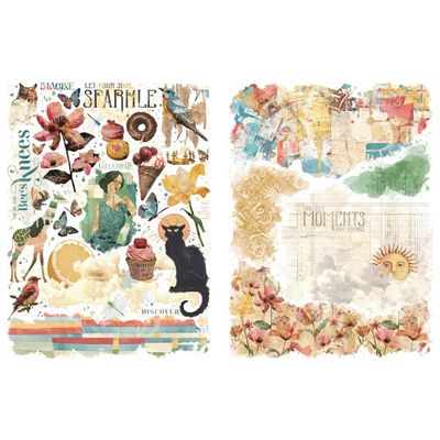 Graphic 45 - Journaling Through Time Collection - Rub Ons - 4503146 - 2 Sheets