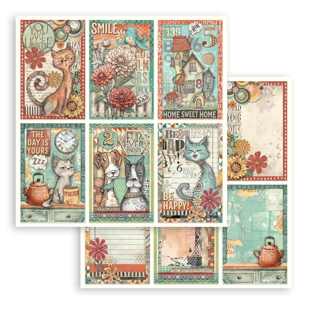 Stamperia - Furry Friends Collection - Single Sheet - 12 x 12 - 6 Cards - SBBL1102
