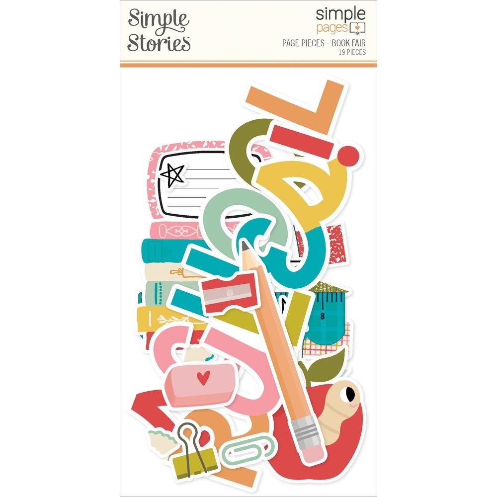 Simple Stories - Book Fair Collection - Page Pieces - 24625 - 19 Pcs