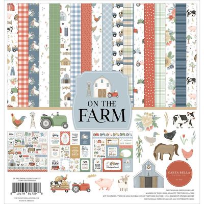 Carta Bella - On The Farm Collection - 12&quot; x 12&quot; Paper Pack CBOT422016 - 12 Sheets plus stickers