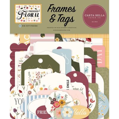 Carta Bella - Pressed Florals Collection - Frames &amp; Tags Set - CBPF473025 - 34 pcs
