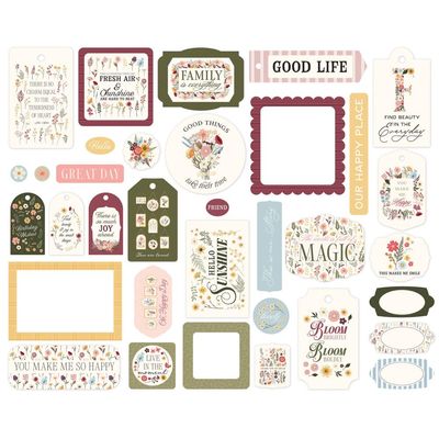 Carta Bella - Pressed Florals Collection - Frames & Tags Set - CBPF473025 - 34 pcs