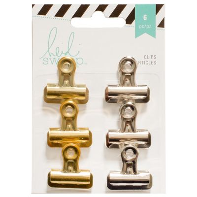 Heidi Swapp - Bulldog Clips - Gold &amp; Silver - 6 pack - 312223