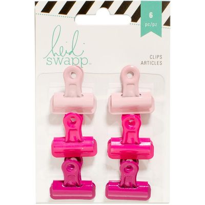 Heidi Swapp - Bulldog Clips - Pinks - 6 pack - 312225
