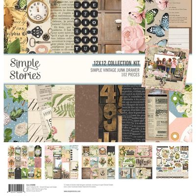 Simple Stories - Junk Drawer Collection - 12 x 12 Paper Pack - 26000 - 12 Sheets